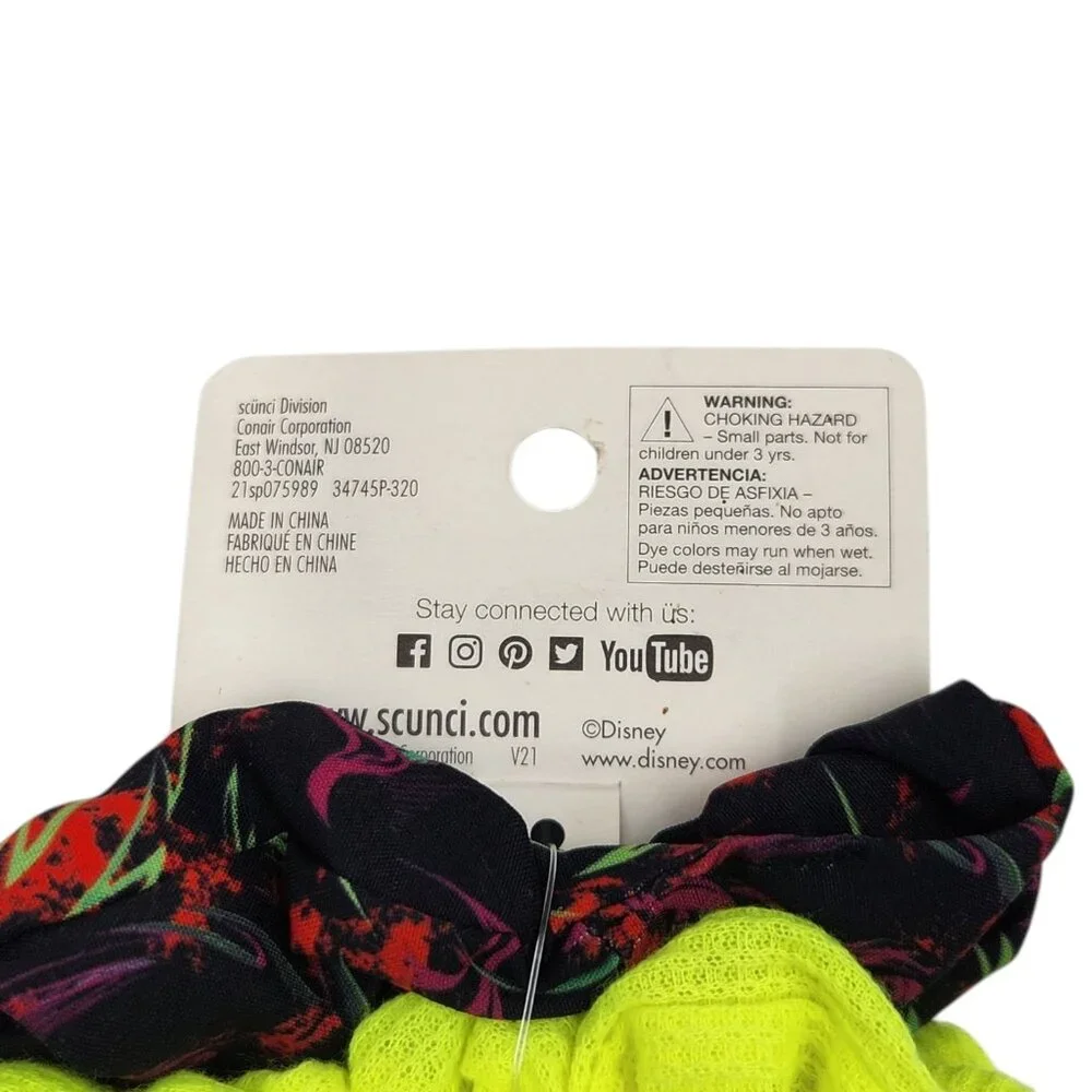 Scunci Disney Villains Inspired Hair Tie Scrunchies 2 pk with 2 Hairbands Bundle